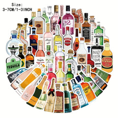 56pcs Famous Wine Series Graffiti Stickers for Helmet Laptop Water Glass DIY