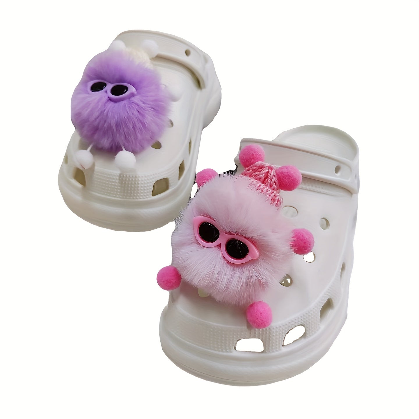 Colorful Fur Ball Shoe Buckles - DIY Detachable Shoe Accessories