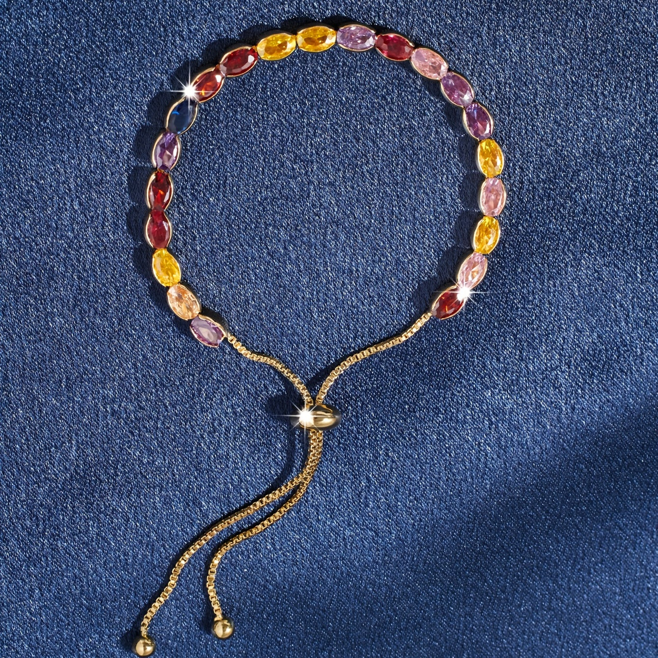 Colorful Zircon Slide Beads Bracelet for Women
