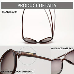 VIVIENFANG Retro Large Aviator Sunglasses Polarized Lenses