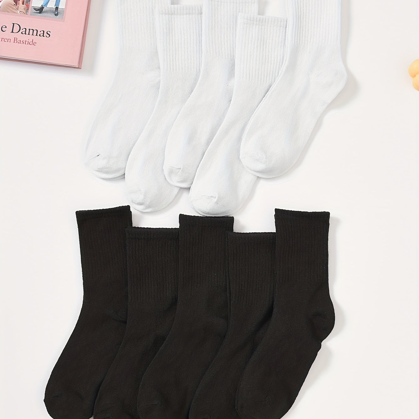 10 Pairs Ribbed Socks Soft Women's Mid Tube Stockings Hosiery
