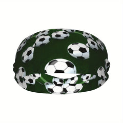 Soccer Ball Pattern Headband Unisex Sweat Wicking Stretchy Polyester