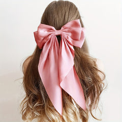 Large Silky Hair Bows For Women Girls Ribbon Barrettes Big Hair Bow