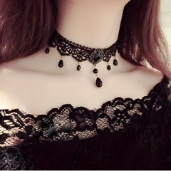 Dark Gothic Crystal Lace Necklace Choker Clavicle Chain