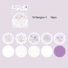 Hollow Lace Paper Retro Floral Hand Account Decorative Background 10 Sheets