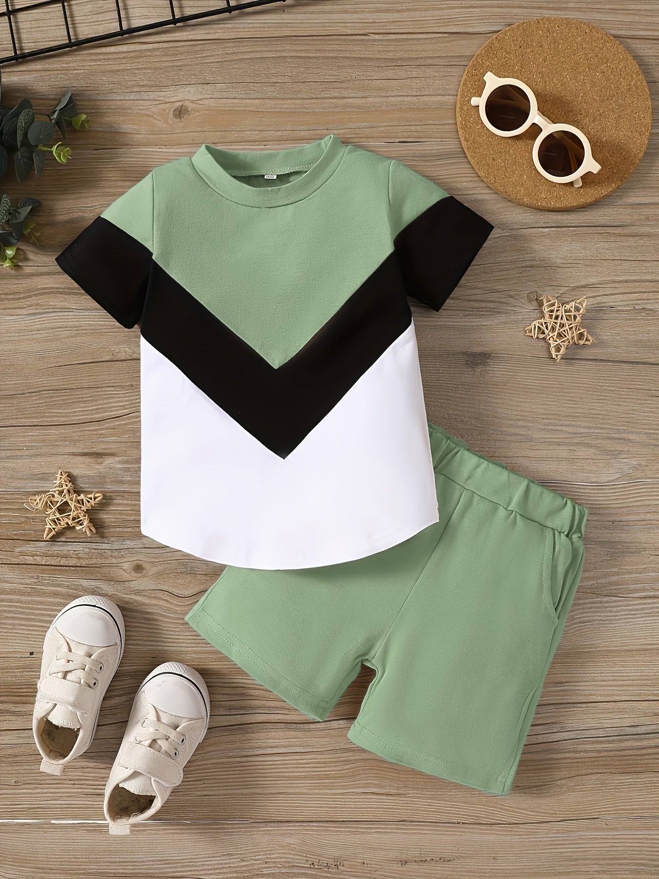 2pcs Baby Boys Casual T-shirt & Shorts Set Kids' Clothes