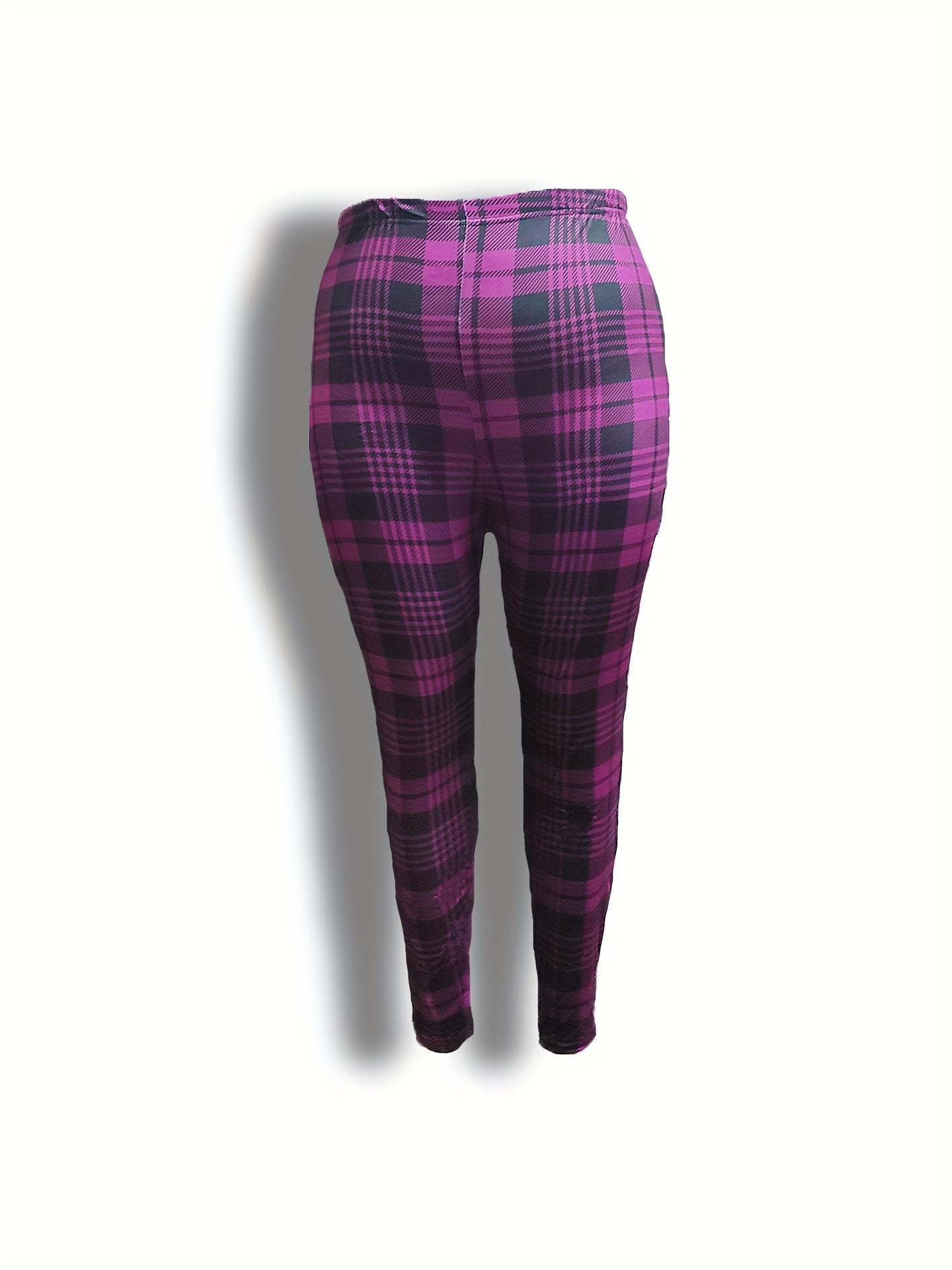  Plaid Print High Rise Stretch Leggings