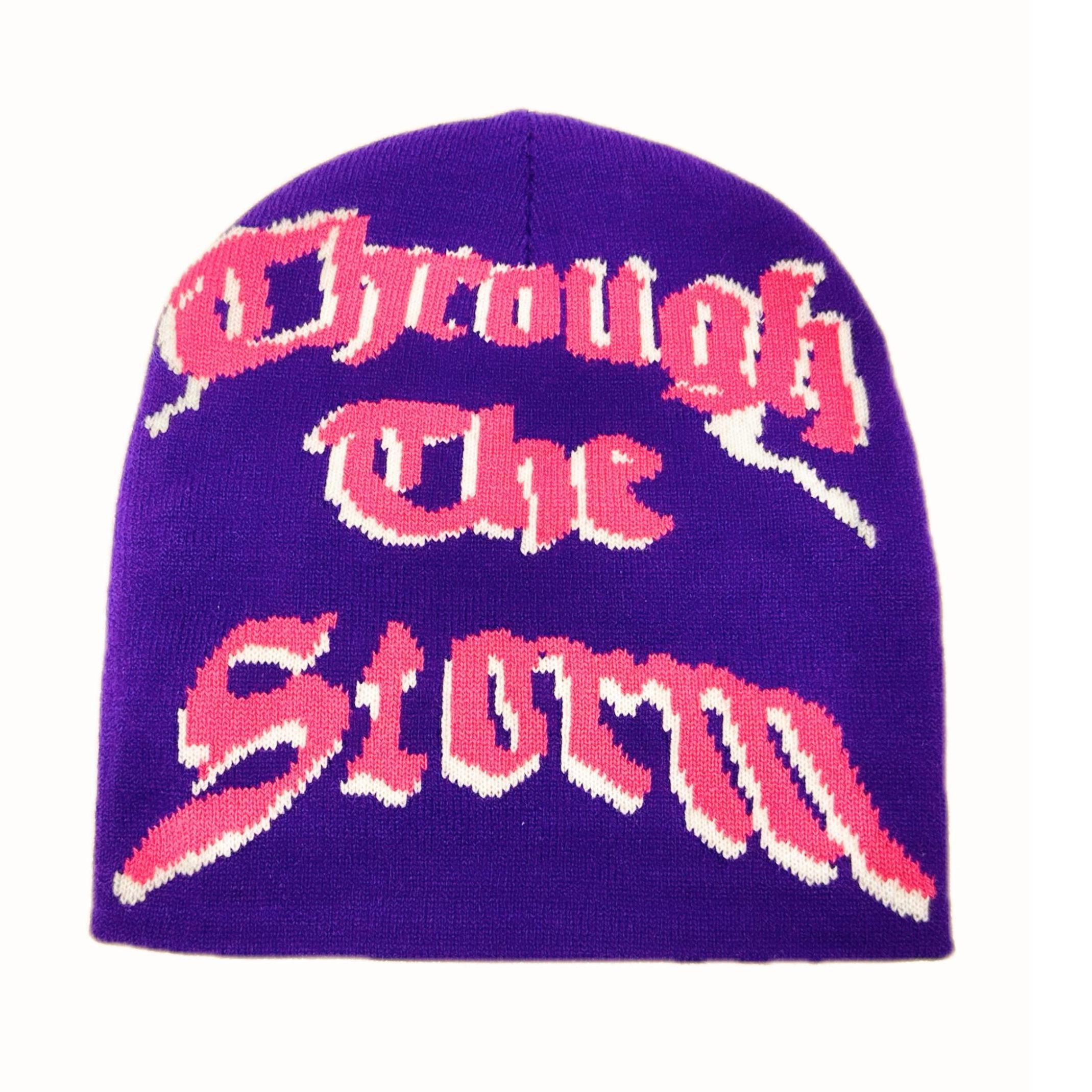 Y2K Beanie Cap Hats with Candy Gothic Letter & Lightning Pattern Unisex