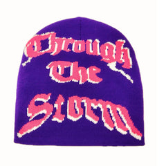 Y2K Beanie Cap Hats with Candy Gothic Letter & Lightning Pattern Unisex