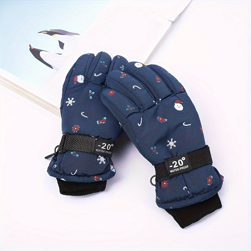 Kids Waterproof Ski Gloves for Cold Weather, Ages 6-10