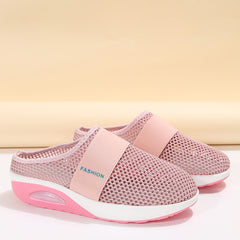 Women's Mesh Flat Shoes Slip On Breathable Casual Half Slippers