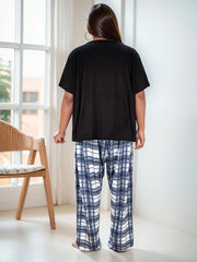  Plaid Print Tee & Pants Loungewear Set