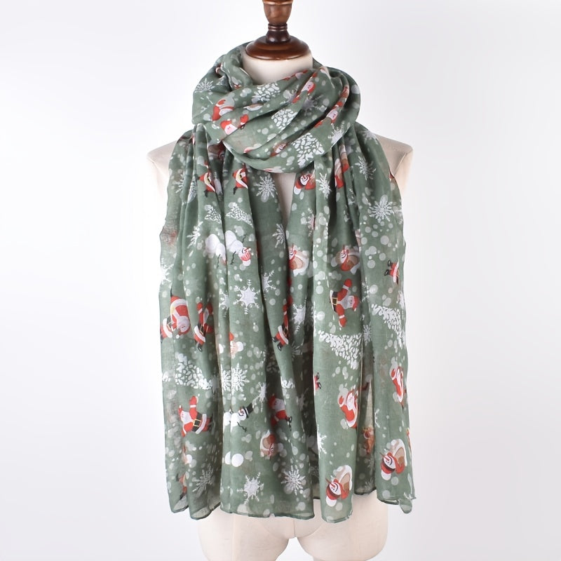 Christmas Snowflake Snowman Scarf Lightweight Shawl
