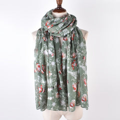 Christmas Snowflake Snowman Scarf Lightweight Shawl