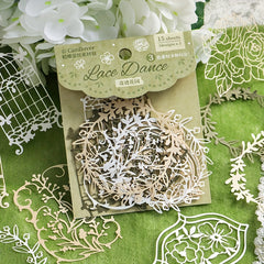 15 Sheets Hollow Lace Material Package Lace Dance Series Retro Lace Collage