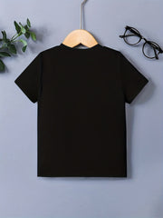 LA & Car Print Boys T-shirt Breathable & Stretchy Summer Casual Tee