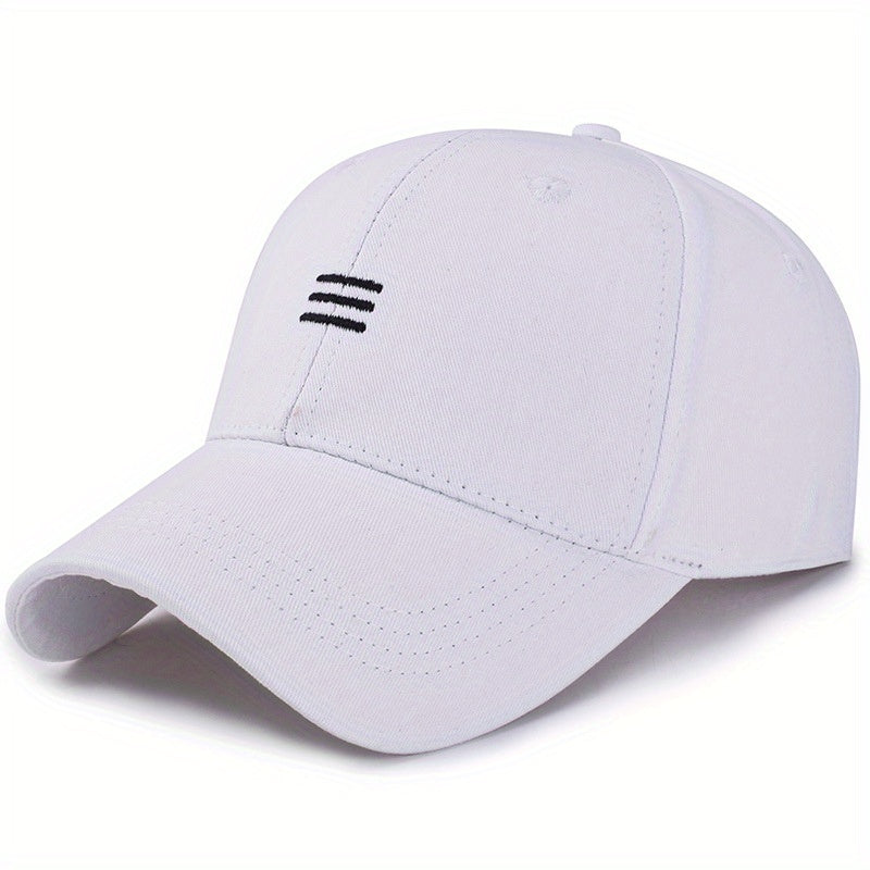Three Stripe Embroidery Baseball Cap Solid Cotton Sun Hat Casual Dad Hats