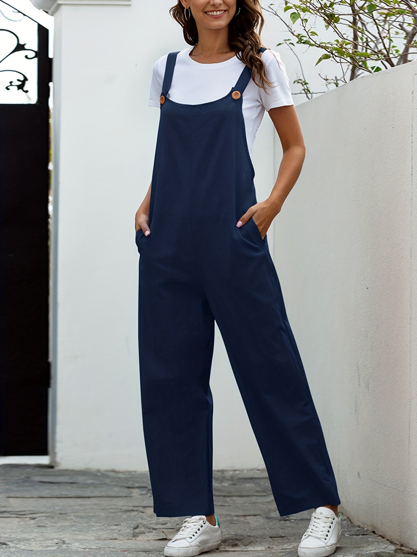 Sleeveless Wide Leg Jumpsuit Casual Loose Waist