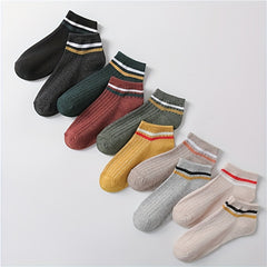 10 Pairs Striped Short Socks Soft & Lightweight Low Cut All 