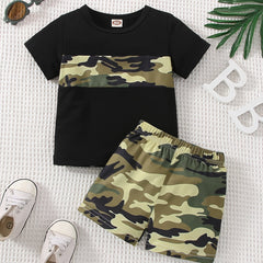 2pcs Boys Camo Cotton T shirt & Shorts Baby Summer Clothing