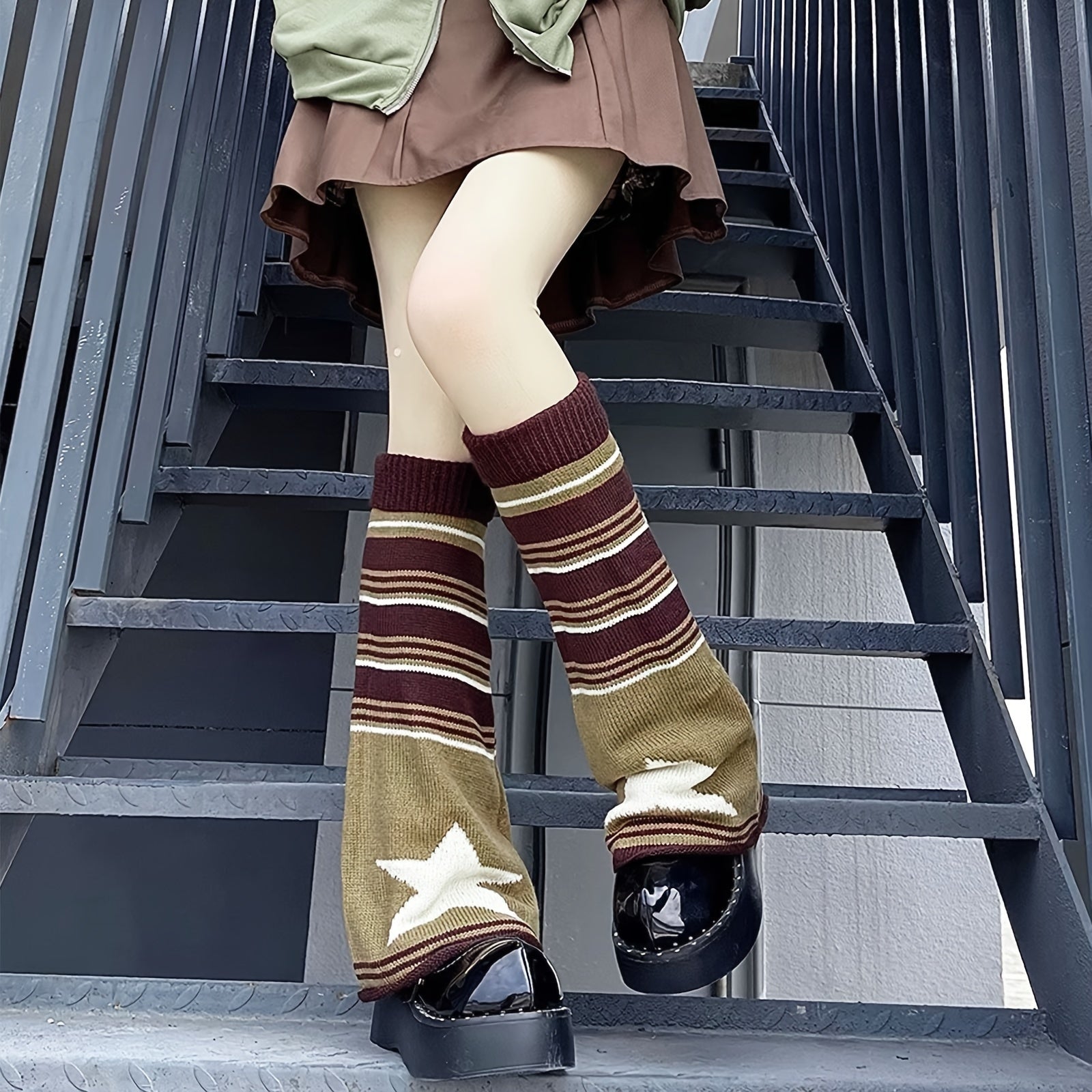 Y2K Style Striped Knee High Socks