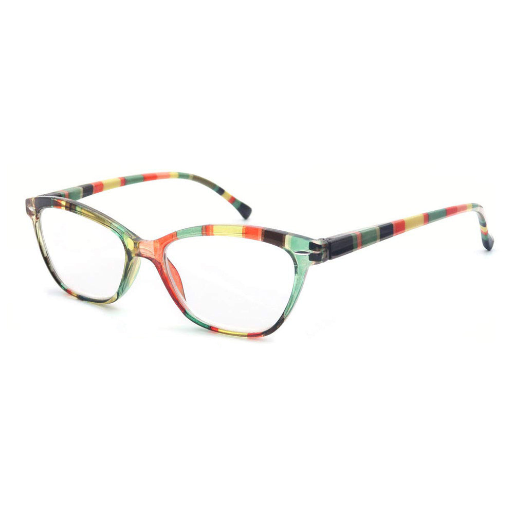 Cat Eye Reading Glasses Colorful Pattern Lightweight Flexible Spring Hinge