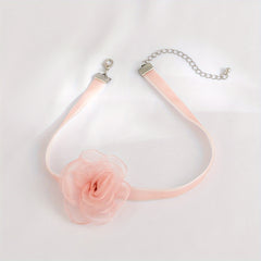 Vintage Flower Charm Choker Necklace Camellia Necklace for Women