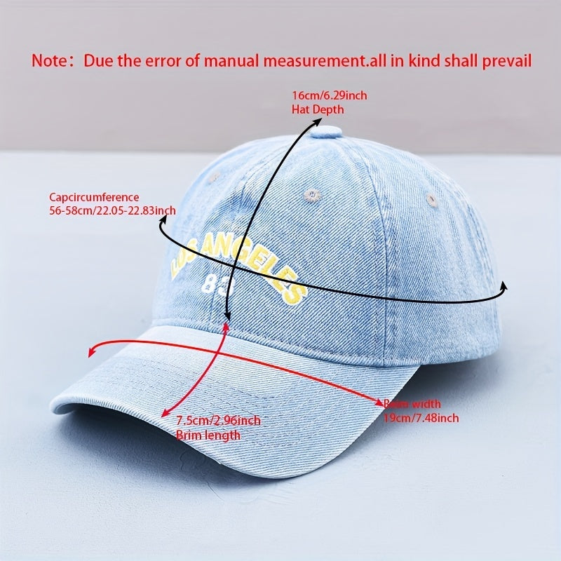 LA 83 Printed Baseball Cap Denim Distressed Dad Hat Hip Hop
