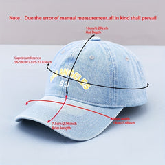 LA 83 Printed Baseball Cap Denim Distressed Dad Hat Hip Hop