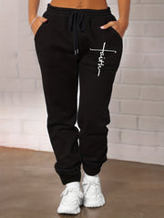  Casual Sports Sweatpants Women's Plus Letter Print