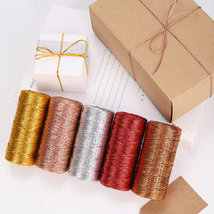 100M Golden Silvery Tag Wire Non elastic Line Ribbons For Flower Wrapping