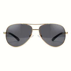 OUWEN Aviator Sunglasses Men Metal Frame UV Protection Gray Lens