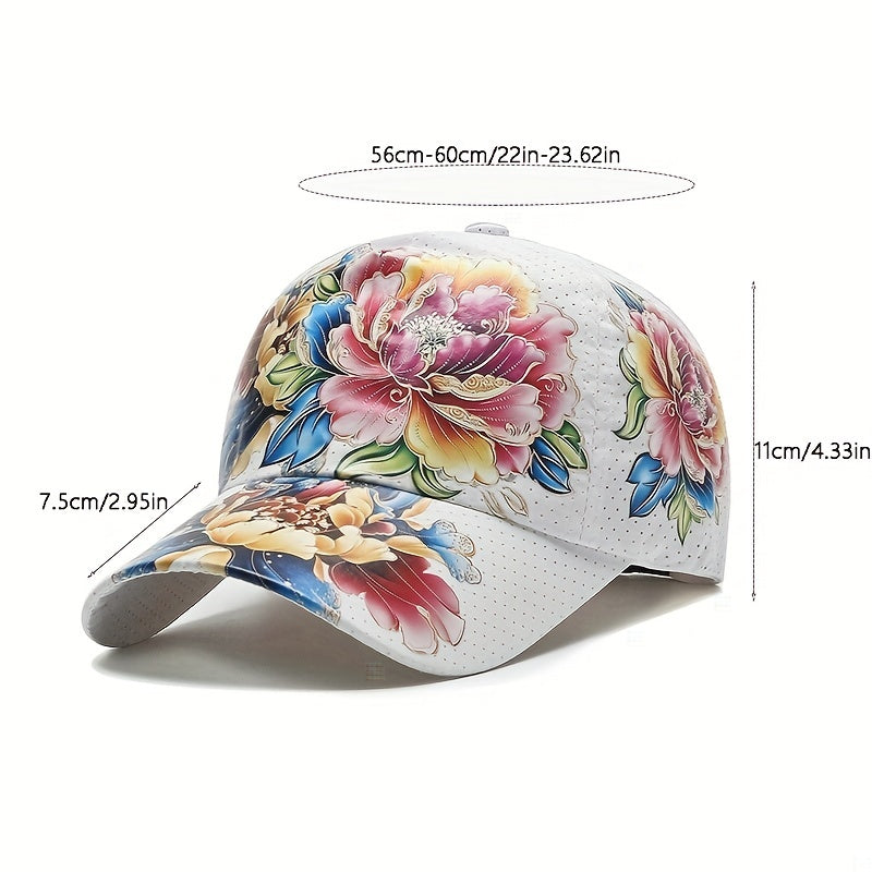 Boho Flower Print Baseball Cap Quick Drying Mesh Sports Sun Hat