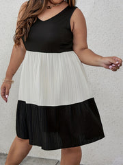  Ribbed Colorblock Tank Dress