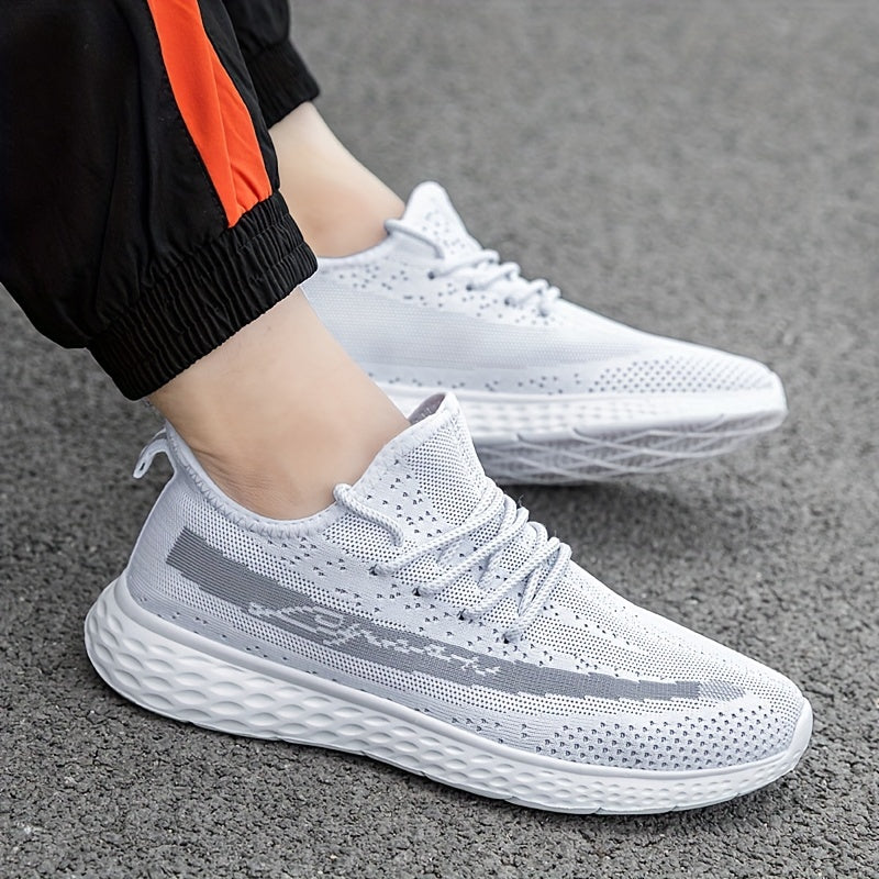 Men's Woven Knit Breathable Sneakers Non Slip Soft Sole Shoes