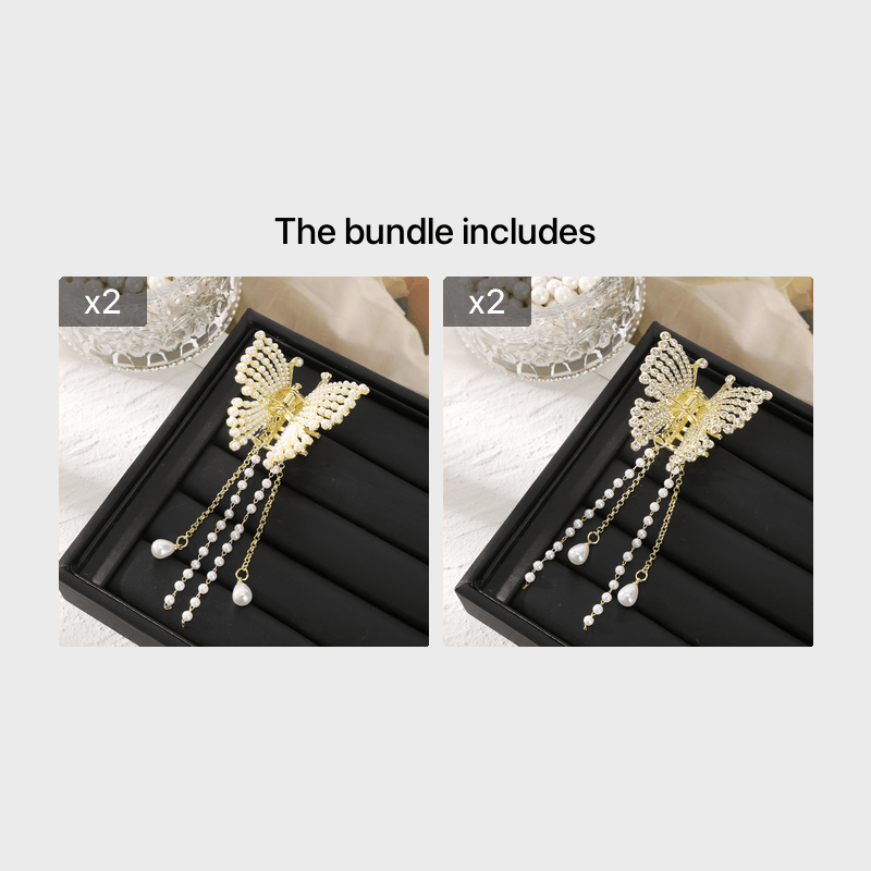 Long Tassel Hair Claw Clips Rhinestone Butterfly Hair Barrettes for Women