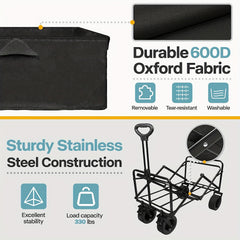 Heavy Duty Collapsible Folding Wagon With Wheels 149 69KG Outdoor Wagon