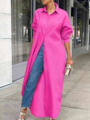  Casual Blouse Women's Plus Solid Button Up Long Sleeve