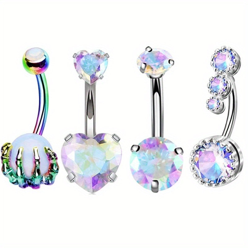 4PC Bee Navel Bar Pack Cz Belly Ring Set Women Belly Button Piercing