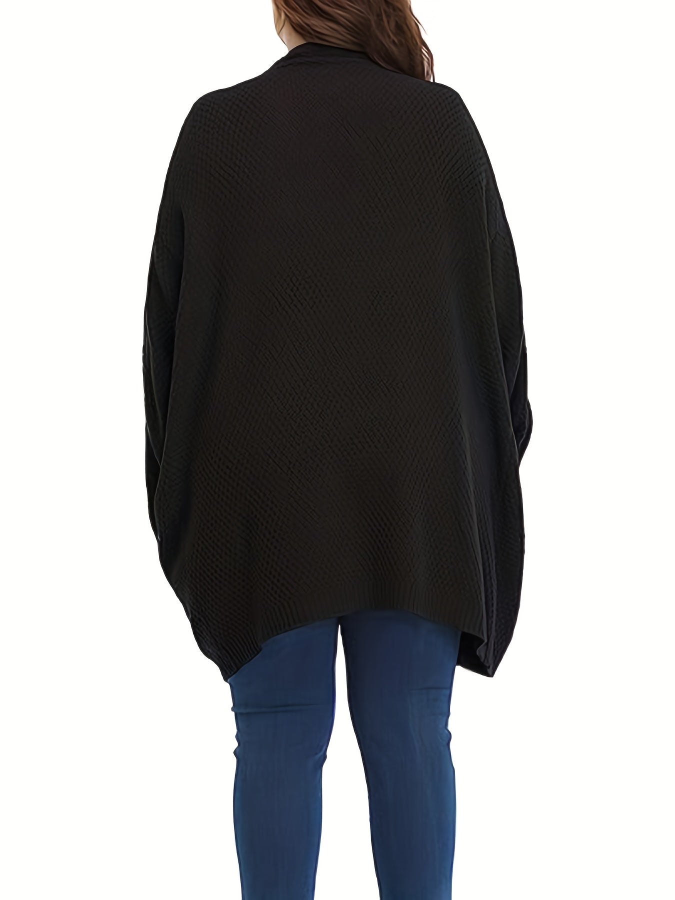 Women's Plus Size Knitted Open Front Cardigan with Pockets