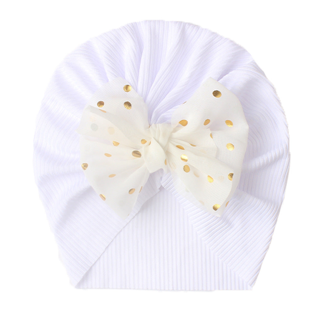Polka Dot Print Bow Head Wrap Hat for Baby Girls & Boys