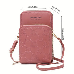 Love Pattern Zipper Purse Solid Crossbody Bag