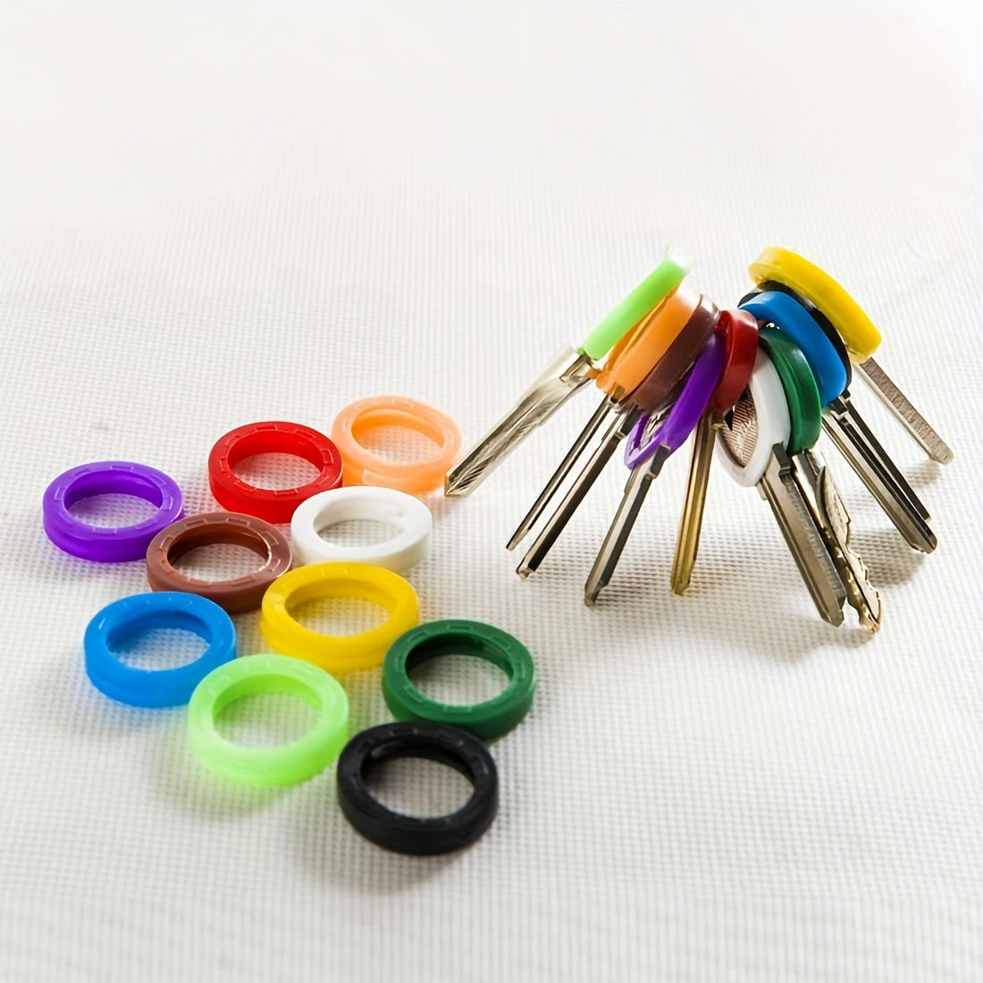 10pcs Silicone Key Cap Label Plastic Key Identification Rings