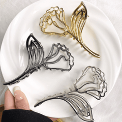 3pcs Flower Leaf Hair Claw Clip Hollow Ponytail Holder Hair Accessories
