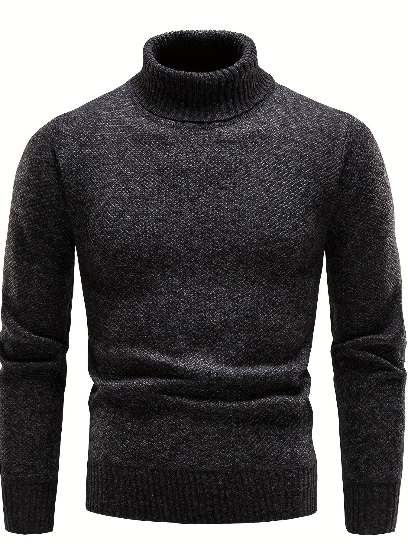 Men's Turtleneck Knit Sweater Slim Fit Pullover for Fall & Winter