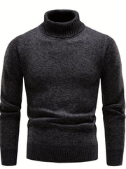 Men's Turtleneck Knit Sweater Slim Fit Pullover for Fall & Winter