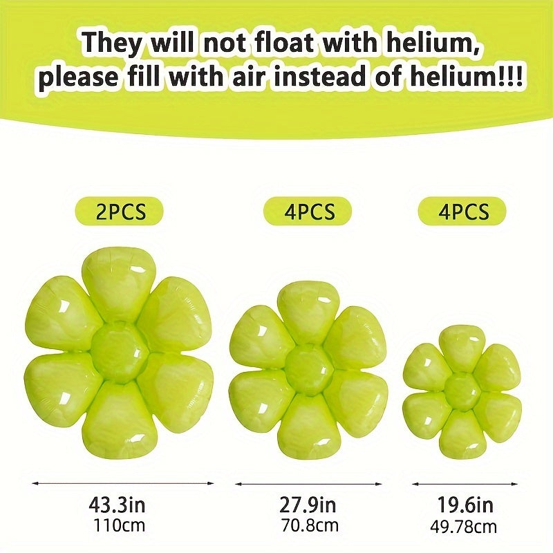 10pcs Green Flower Balloons Large Daisy Balloons Graduation Party Decor