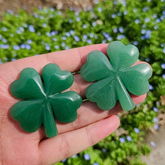 1pc Natural Aventurine Clover Quartz Crystal Carving