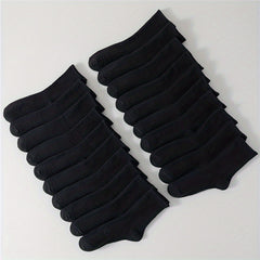 20 Pairs Women's Solid Mid Tube Socks