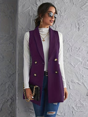  Solid Button Shawl Collar Blazer